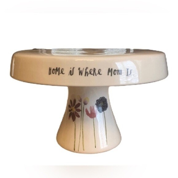 Rae Dunn Mother Day “Home Is Where Mom Is” Floral Cake Platter - Picture 3 of 13